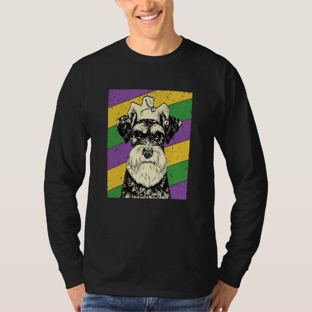 Schnauzer Jester Mardi Gras Dog Mom or Dad T-Shirt (Vorderseite)
