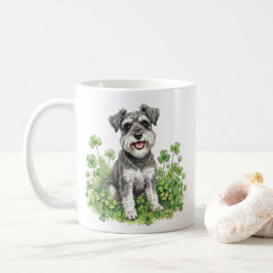 Schnauzer-Kaffeetasse mit Shamrocks Kaffeetasse