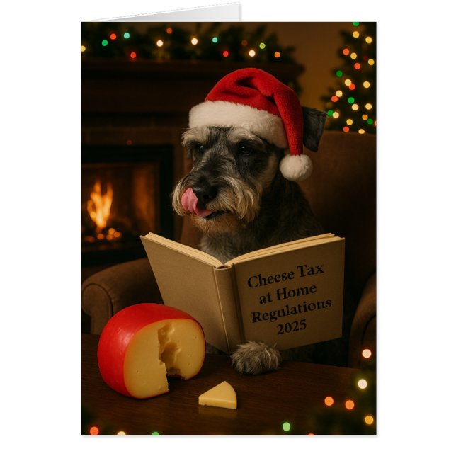 Schnauzer 'Käse-Steuer' Weihnachtskarte (Vorne)