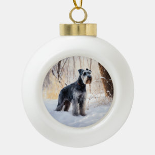 Schnauzer Lass es schneien Weihnachten Keramik Kugel-Ornament