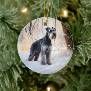Schnauzer Lass es schneien Weihnachten Keramik Ornament