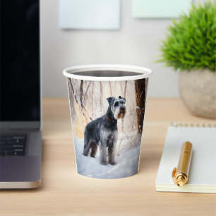 Schnauzer Lass es schneien Weihnachten Pappbecher