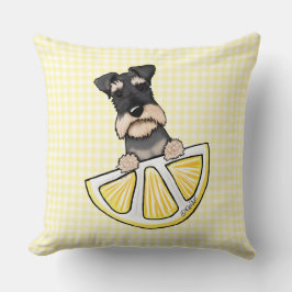 Schnauzer Lemon Gingham Throw Pillow Kissen