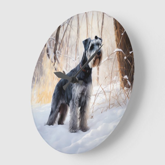 Schnauzer Let It Schnee Weihnachten Große Wanduhr (Winkel)