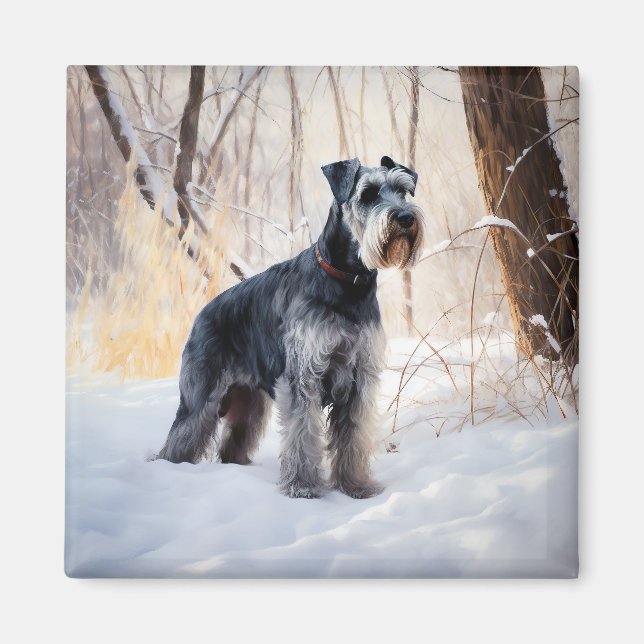 Schnauzer Let It Schnee Weihnachten Magnet (Vorne)
