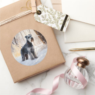 Schnauzer Let It Schnee Weihnachten Runder Aufkleber