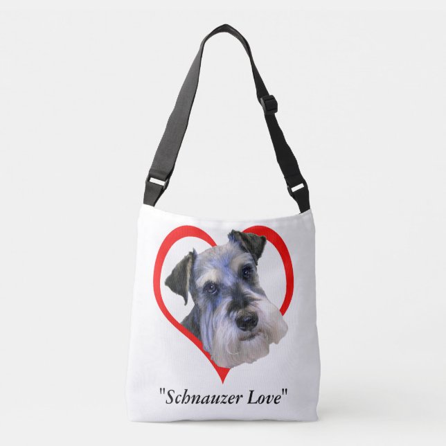 Schnauzer-Liebe Tragetaschen Mit Langen Trägern (Vorderseite)