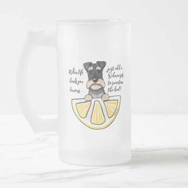Schnauzer Life Lemons Mattiert Glass Beer Tasse (Links)