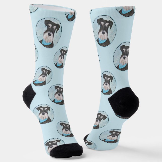 Schnauzer-Malerei Miniatur Unzugeschnittener Haust Socken (Gewinkelt)