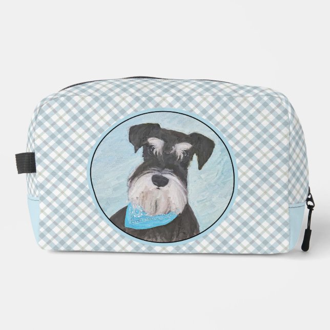 Schnauzer-Malerei Miniatur Unzugeschnittener Haust Waschbeutel (Vorderseite)