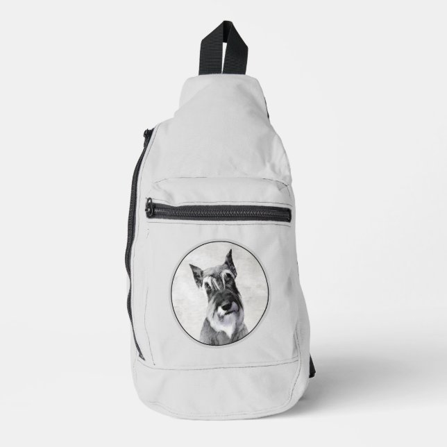 Schnauzer Malerei Riesenkroppe Original Dog Art Crossbody Bag (Vorderseite)