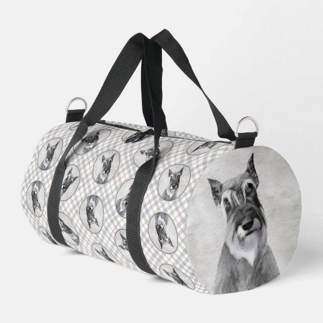 Schnauzer Malerei Riesenkroppe Original Dog Art Duffle Bag (Linke Seite)