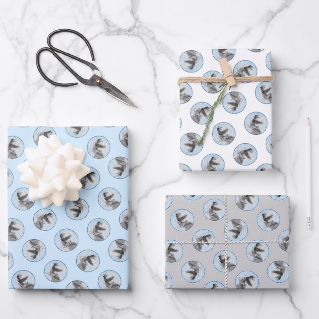 Schnauzer Malerei Riesenkulptur Hundkunst Geschenkpapier Set (Vorderseite)
