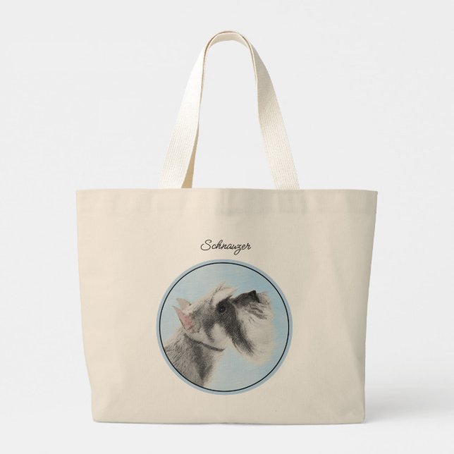 Schnauzer Malerei Riesenkulptur Hundkunst Jumbo Stoffbeutel (Rückseite)