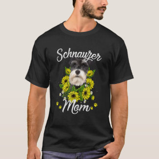 Schnauzer Mama Hund Mama Sonnenblume zum Muttertag T-Shirt
