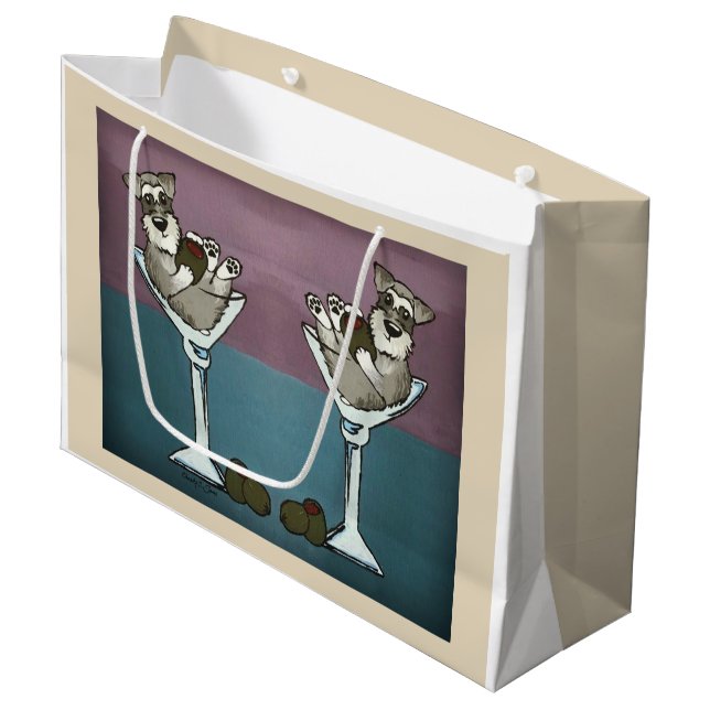 Schnauzer Martini die doppelte Große Geschenktüte (Vorderseite Schrägansicht)