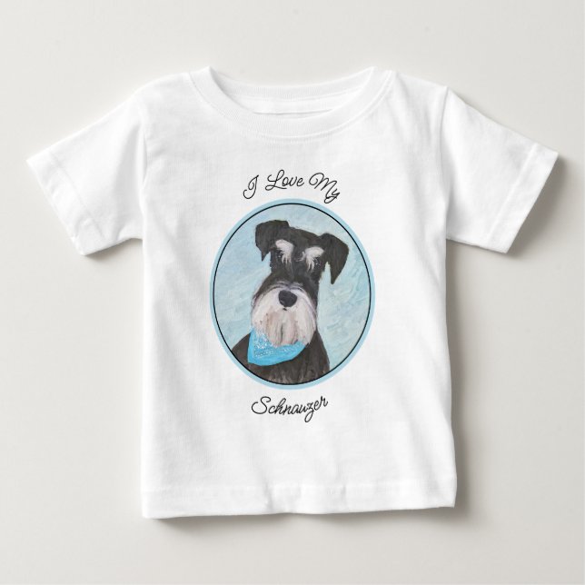 Schnauzer (Miniatur) Malerei - Niedlicher Original Baby T-shirt (Vorderseite)