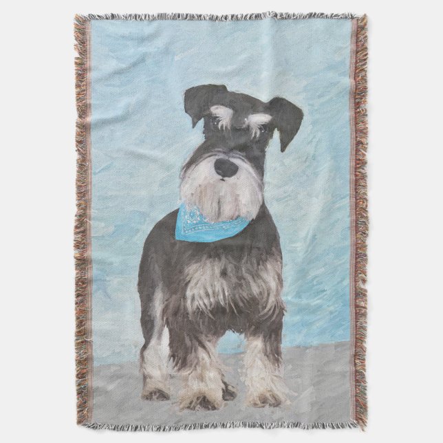 Schnauzer (Miniatur) Malerei - Niedlicher Original Decke (Vorderseite Vertikal)