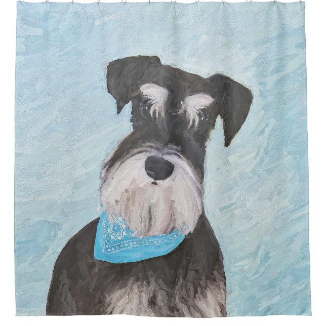 Schnauzer (Miniatur) Malerei - Niedlicher Original Duschvorhang (Vorderseite)