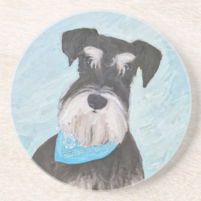 Schnauzer (Miniatur) Malerei - Niedlicher Original Getränkeuntersetzer (Vorne)
