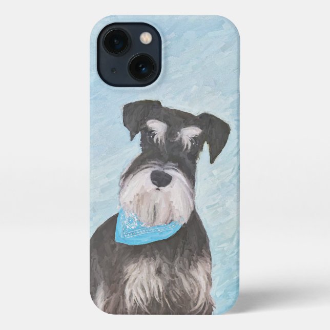Schnauzer (Miniatur) Malerei - Niedlicher Original iPhone Hülle (Rückseite)