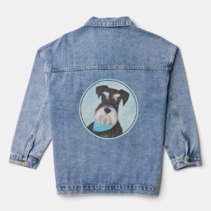 Schnauzer (Miniatur) Malerei - Niedlicher Original Jeansjacke