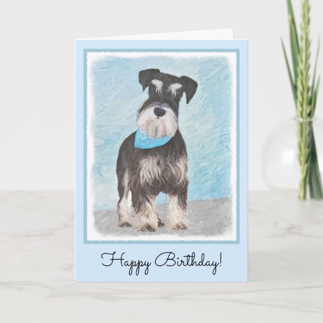 Schnauzer (Miniatur) Malerei - Niedlicher Original Karte (Vorderseite)