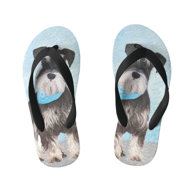 Schnauzer (Miniatur) Malerei - Niedlicher Original Kinderbadesandalen (Fußbett)