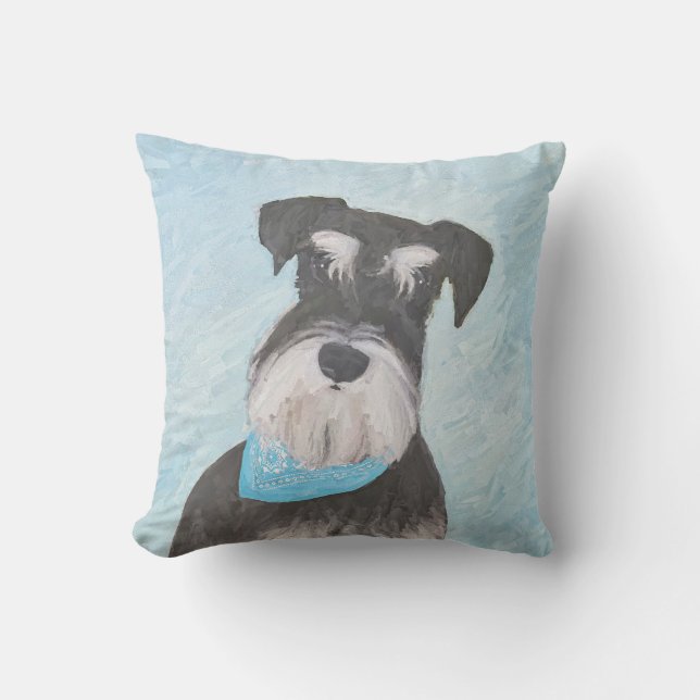 Schnauzer (Miniatur) Malerei - Niedlicher Original Kissen (Vorderseite)