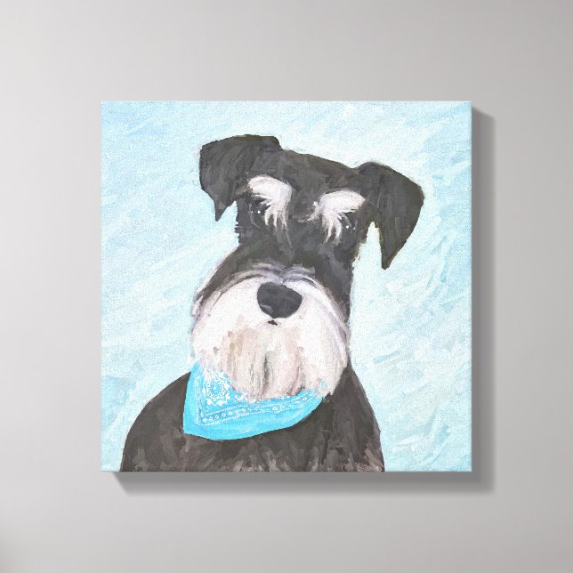 Schnauzer (Miniatur) Malerei - Niedlicher Original Leinwanddruck (Vorderseite)
