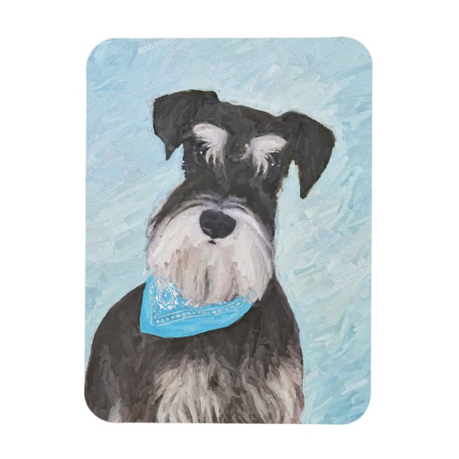 Schnauzer (Miniatur) Malerei - Niedlicher Original Magnet (Vertikal)