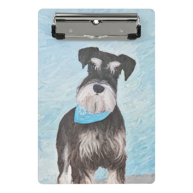 Schnauzer (Miniatur) Malerei - Niedlicher Original Mini Klemmbrett (Vorderseite)