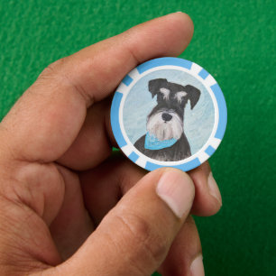 Schnauzer (Miniatur) Malerei - Niedlicher Original Pokerchips