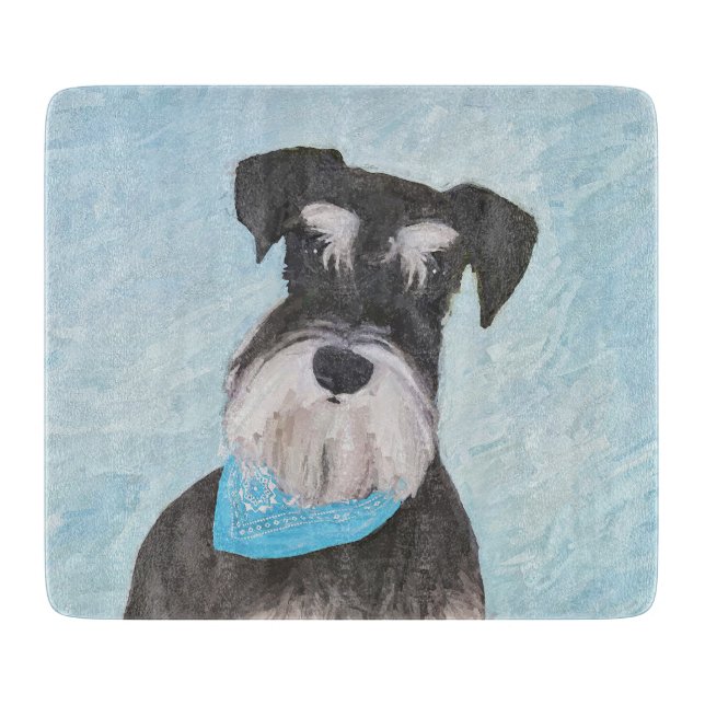 Schnauzer (Miniatur) Malerei - Niedlicher Original Schneidebrett (Vorderseite)