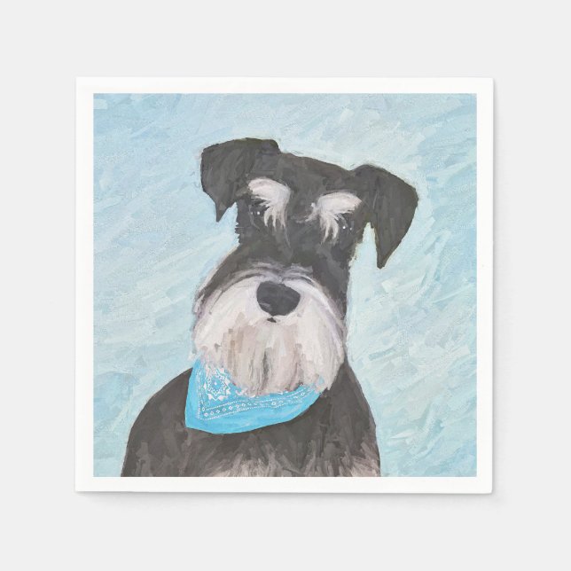 Schnauzer (Miniatur) Malerei - Niedlicher Original Serviette (Vorderseite)