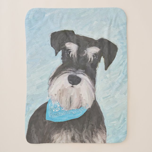 Schnauzer (Miniatur) Malerei - Niedlicher Original Sherpadecke (Vorderseite)