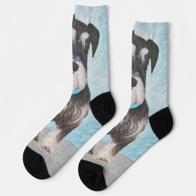 Schnauzer (Miniatur) Malerei - Niedlicher Original Socken (Linkes Detail)