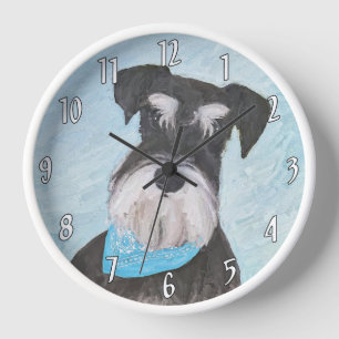 Schnauzer (Miniatur) Malerei - Niedlicher Original Uhr