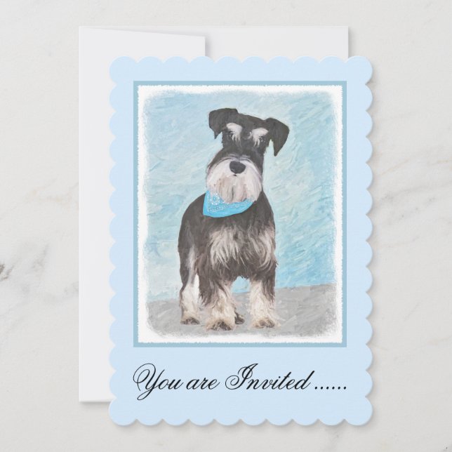 Schnauzer (Miniatur) Malerei - Niedliches Original Einladung (Vorderseite)