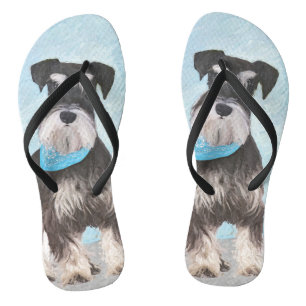 Schnauzer (Miniatur) Malerei - Niedliches Original Flip Flops