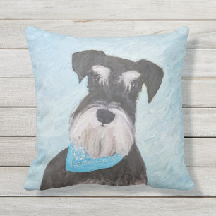 Schnauzer (Miniatur) Malerei - Niedliches Original Kissen