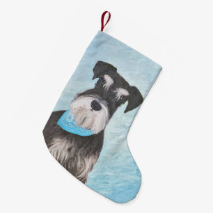Schnauzer (Miniatur) Malerei - Niedliches Original Kleiner Weihnachtsstrumpf