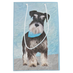 Schnauzer (Miniatur) Malerei - Niedliches Original Mittlere Geschenktüte