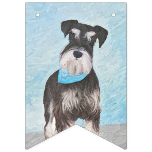 Schnauzer (Miniatur) Malerei - Süßer Originaler Hu Wimpelkette