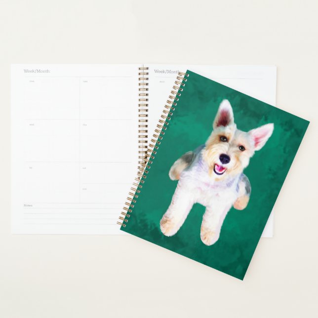 Schnauzer Miniature Dog Eau Couleur Art Peinture (Devant avec enveloppe)