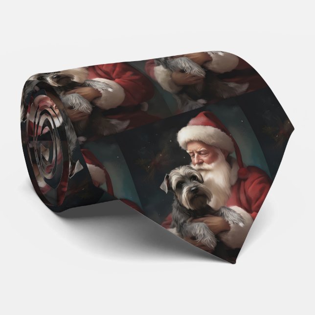 Schnauzer mit dem Weihnachtsmann Weihnachten Krawatte (Gerollt)