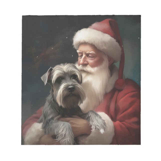 Schnauzer mit dem Weihnachtsmann Weihnachten Notizblock (Vorderseite)