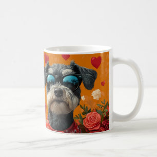 Schnauzer mit Herz Rosen Valentinstag Kaffeetasse
