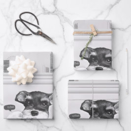 Schnauzer mit Kamera Geschenkpapier Set