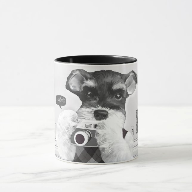 Schnauzer mit Kamera Tasse (Zentrum)